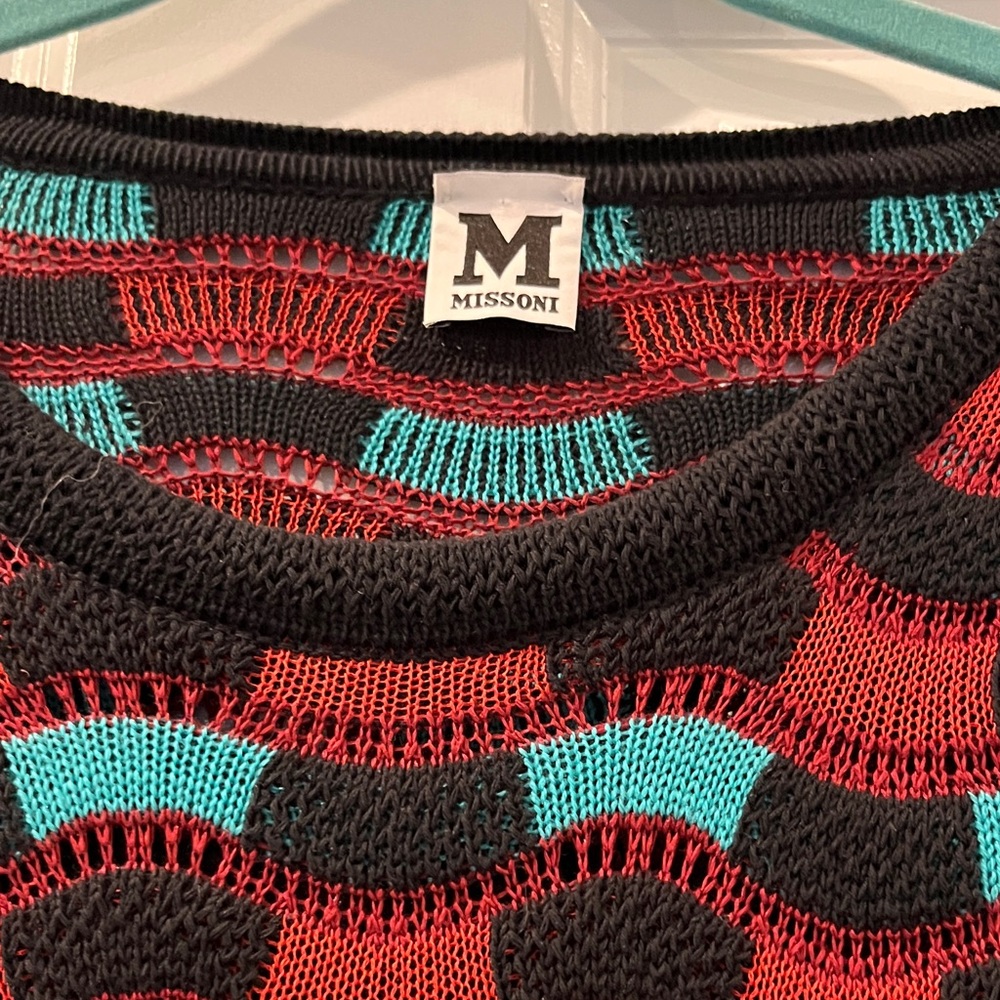 M by Missoni Striped Red and Teal Long Sleeve Dress - Picture 2 of 7